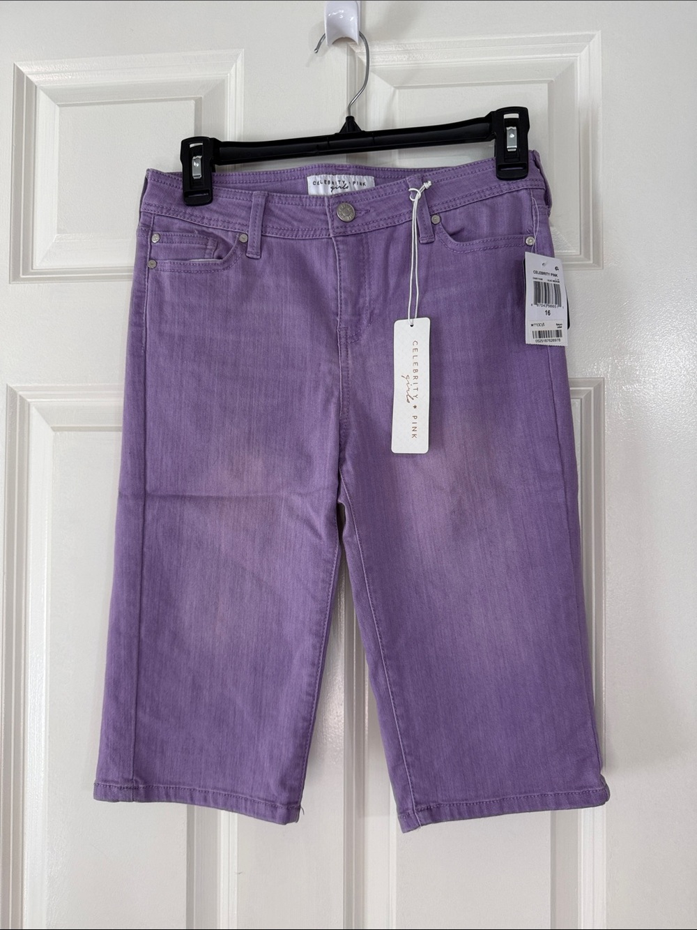 Celebrity Pink Lavender Cropped Denim Shorts
